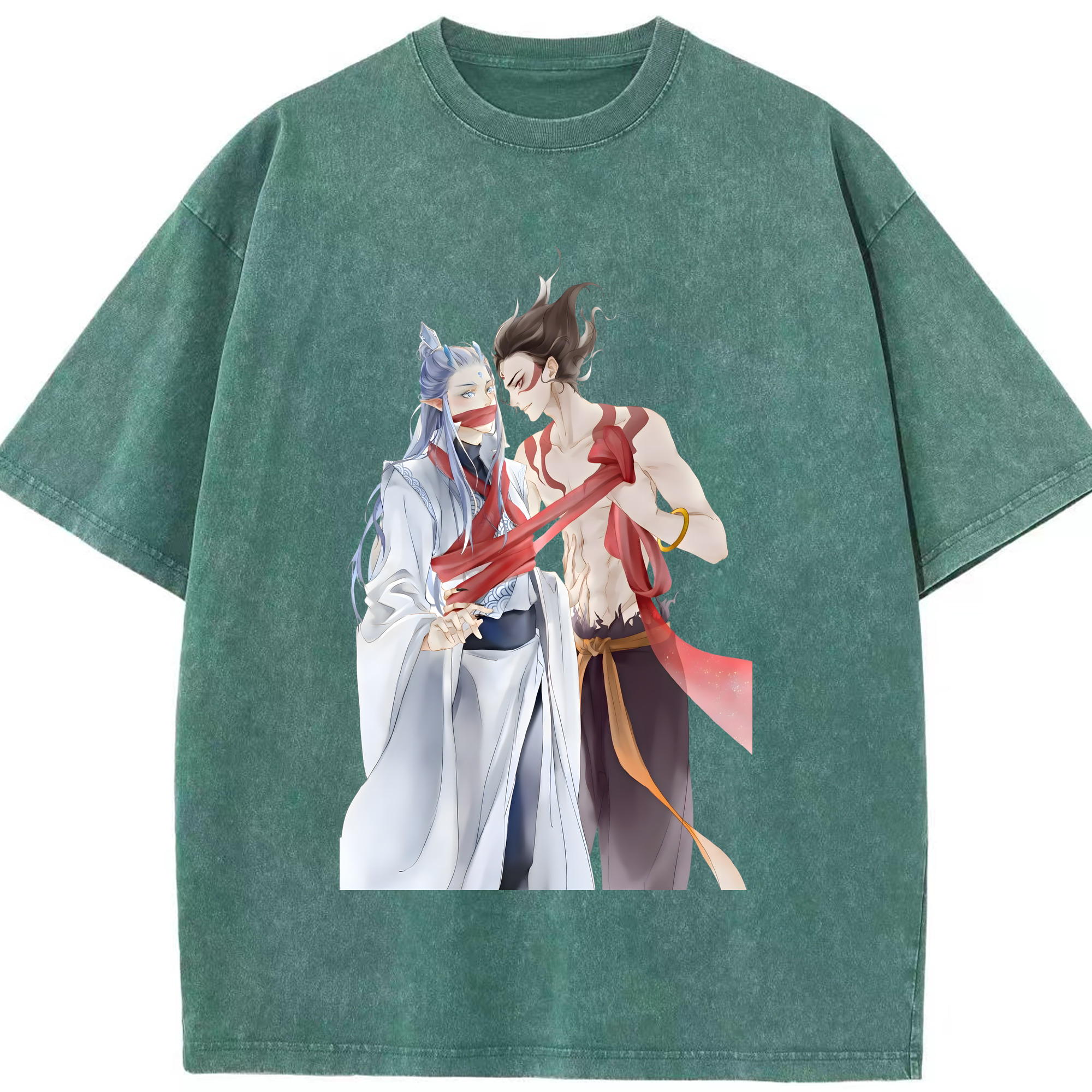 （画像用） Ne Zha 2 ナタ 魔童の大暴れ 綿100% ヴィンテージ風 半袖Tシャツ（フロントプリント）